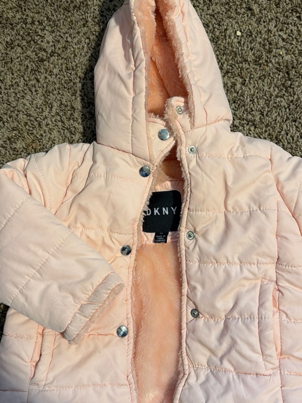 & Other Stories Pale Pink Hooded Quilted Puffer Jacket